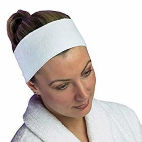 Velcro Fixing Towelling Headband - White - Beauty